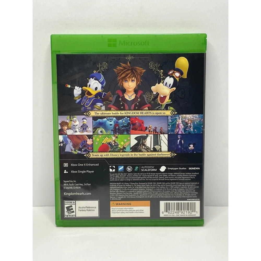 Kingdom Hearts III 3 Xbox One Game Disney Square Enix Action RPG Physical Disc